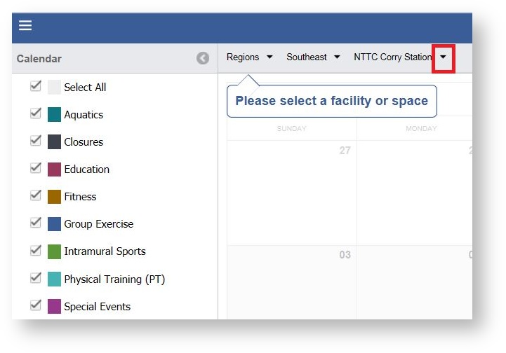 NFDMS User Guide > Lesson 11 - Create a Reoccurring Event Session (Calendar) > Calendar Facility.JPG
